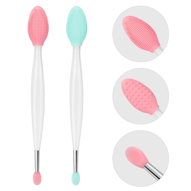 Unaone Lip Scrub Brush - 2 PCS Dual-ended Lip Scrubber Exfoliator and Silicone Lip Brush, 3-in-1 Silicone Lip Scrub Tool Lip Mask Applicator, Gentle Exfoliator & Applicator for Soft - Image 1